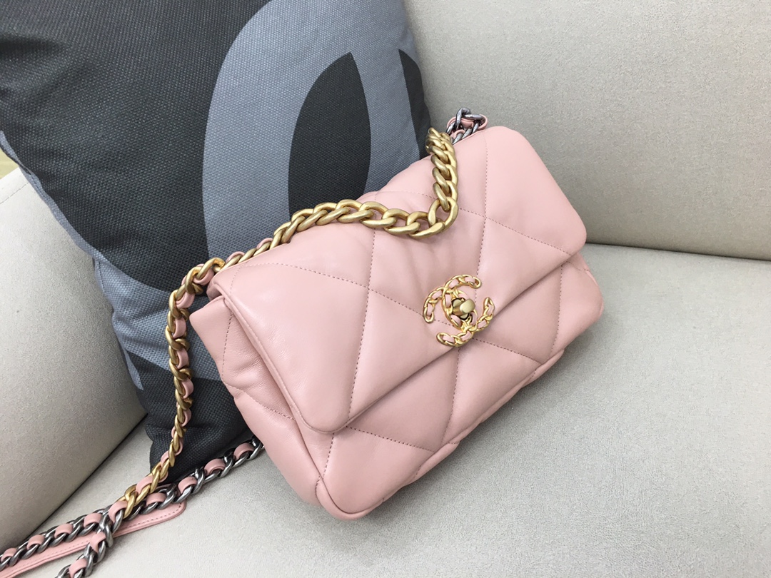 Lambskin 19 Handbag Flap Bag AS1160 Pink